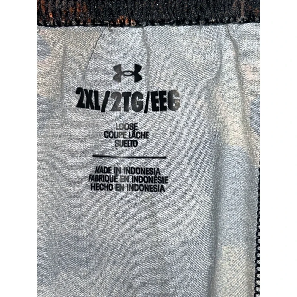 Under Armour Project Rock Shorts Mens 2XL Orange Black Camo Athletic Gym